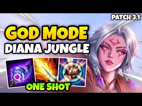 GOD MODE DIANA JUNGLE WILD RIFT LEGENDARY HARD CARRY