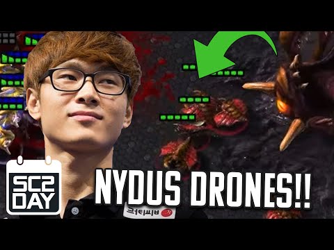 DRONES IN A NYDUS In Zest's Base?! | SC2DAY
