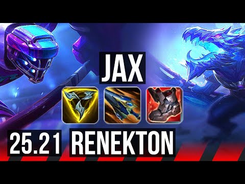 JAX vs RENEKTON (TOP) | 8 solo kills, 17/2/5, Legendary | KR Master | 25.21