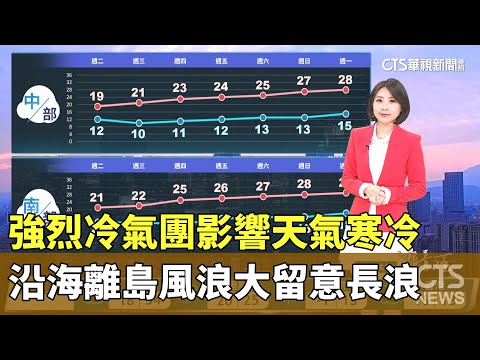 強烈冷氣團影響天氣寒冷　沿海離島風浪大留意長浪