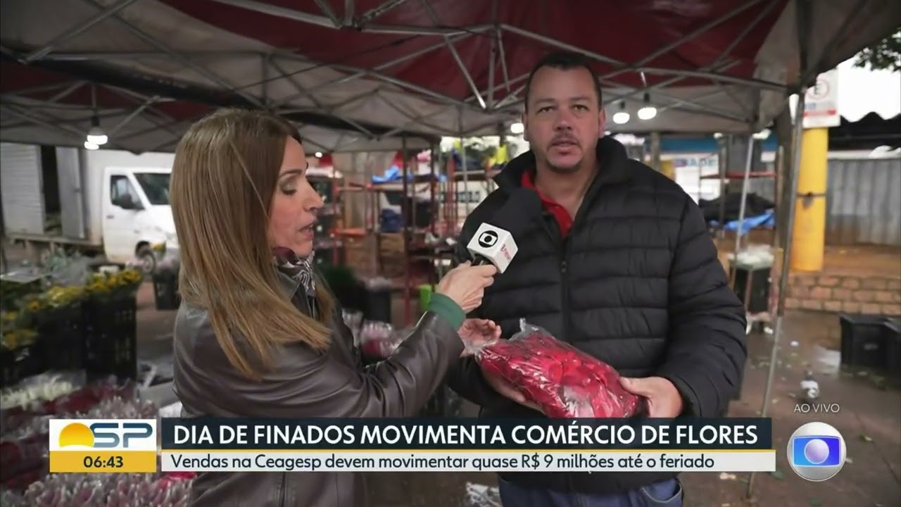 Clipping: Bom Dia SP faz link ao vivo na Feira de Flores da CEAGESP na semana anterior ao Finados