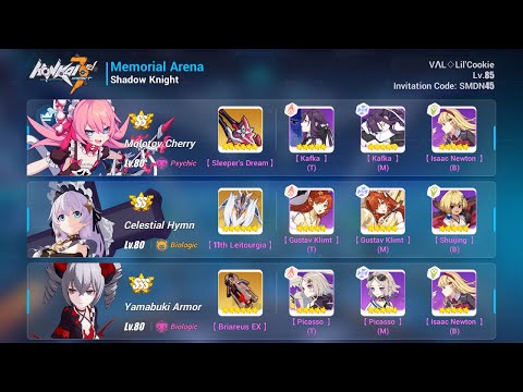 Honkai Impact 3: Fervent Tempo Δ (Augment Core 2) test - Memorial Arena Shadown Knight (37376)