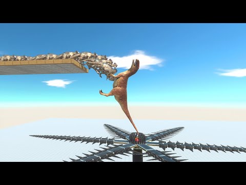 Pachycephalosaurus Attack above Deadly Rotator  - Animal Revolt Battle Simulator