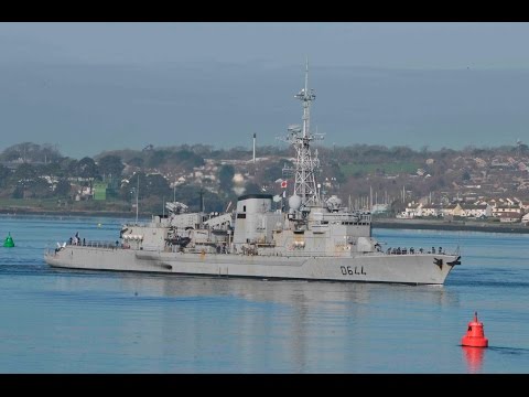 FRENCH NAVY FS PRIMAUGUET D466 LEAVES DEVONPORT AT DEVIL'S POINT - 13th March 2017