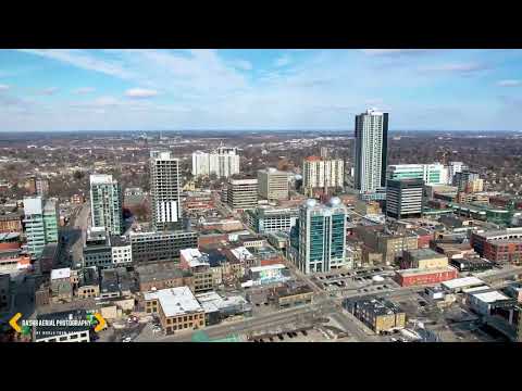 Downtown Kitchener, Ontario Canada. Cinematic Drone Footage