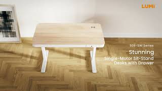 STUNNING SINGLE MOTOR SIT-STAND DESKS WITH DRAWER | S08-SW Series | LUMI