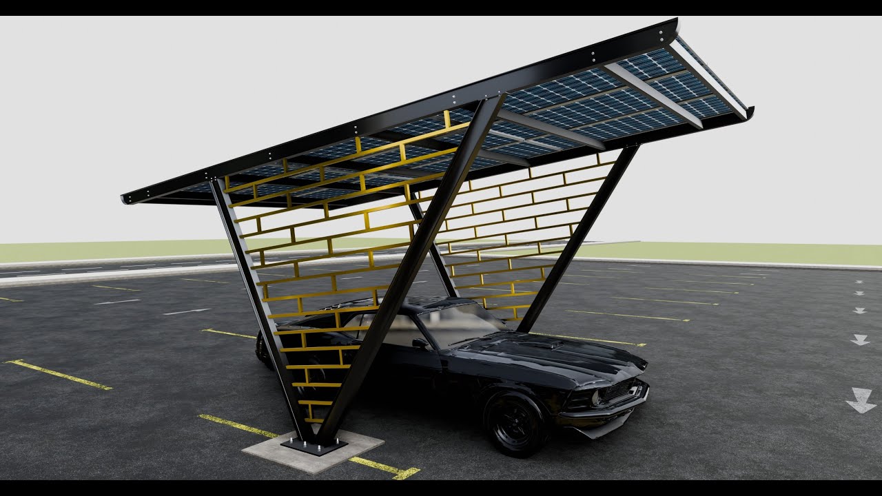 V TYPE MODERN SOLAR CARPORT TYPE-8 3D Model