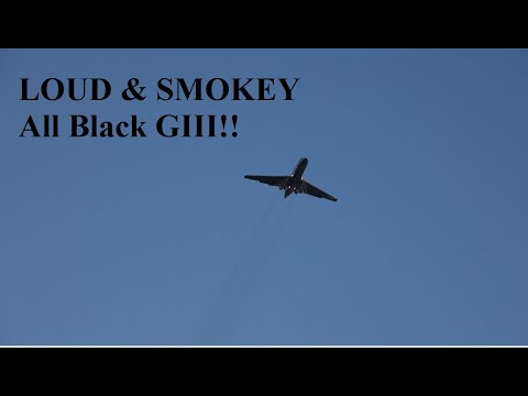 LOUD & SMOKEY! ALL BLACK GULFSTEAM GIII (G3) DEPARTURE OUT OF MELBOURNE ORLANDO INT'L AIRPORT