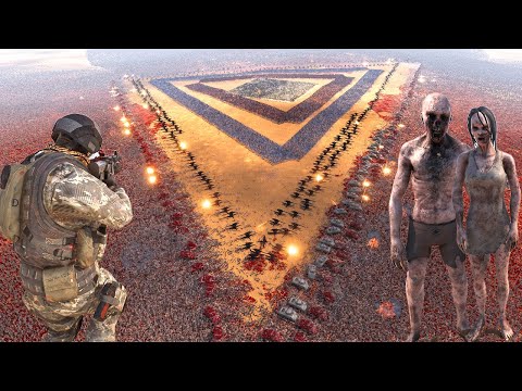 THE TRIANGULAR DEFENSIVE FORMATION vs 5 million HUNGRY ZOMBIES - Ultimate Epic Battle Simulator 2