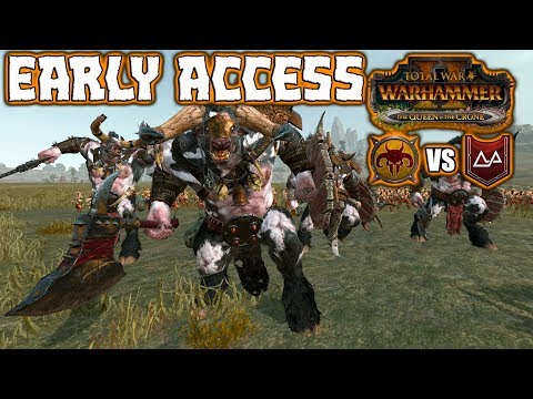 Early Access: The Queen and The Crone (1v1) Beastmen vs Karak Kadrin- Warhammer II Battlecast #100