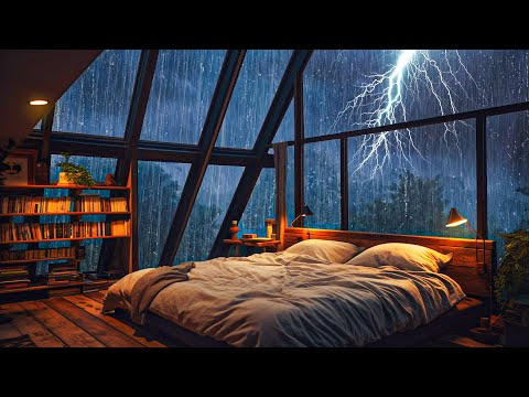 Regengeräusche zum einschlafen – Starker Regen und Donner In der Nacht – Rain Sounds for Sleeping