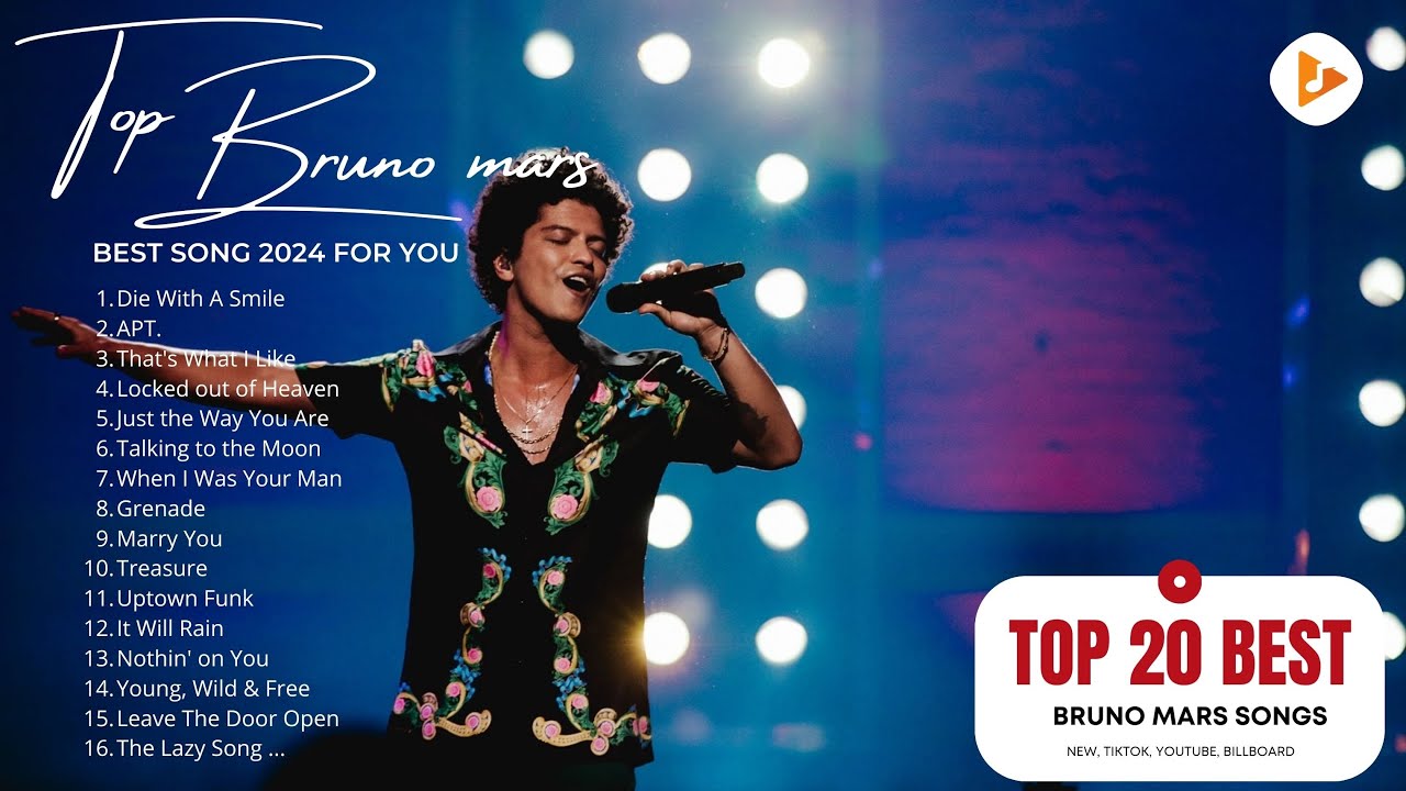 Bruno Mars 2024 Top 20 Hits Playlist - Based on Latest Spotify daily streaming