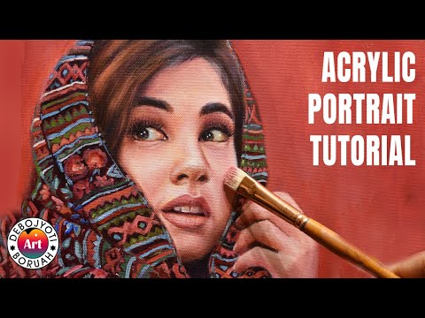 Acrylic Portrait Painting Tutorial | Portrait Painting for Beginners on Canvas by Debojyoti Boruah