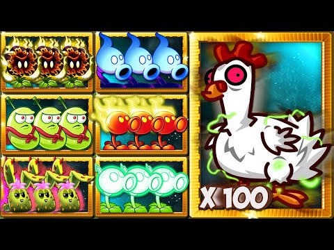 Every Plants x3 POWER-UP vs 200 Chicken Zombie LEVEL 50 - PvZ 2 Challenge