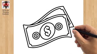 Money Drawing | How to Draw Dollar Bill Easy Sketch Step by Step for Beginners | Money's Art