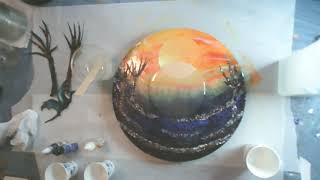 Dragon Moon with Alcohol Ink, Aluminum Foil, Vinyl and Resin - Part 1