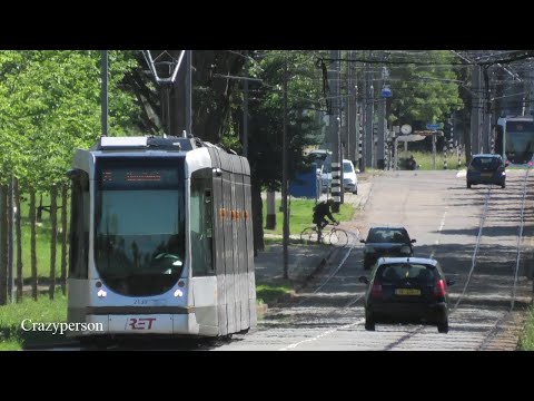 RET Tram 21 op autoweg Erasmus Universiteit naar Woudhoek