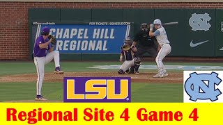 LSU vs #4 North Carolina Baseball Highlights, 2024 NCAA Regional Site 4 Game 4