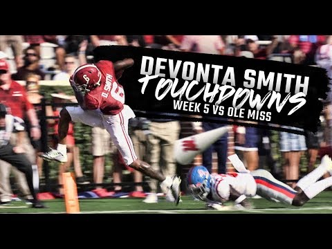 Watch DeVonta Smith's record-breaking 5 touchdowns vs Ole Miss