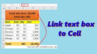 Link text box to a Cell in Excel (Add formula in Excel Text box)