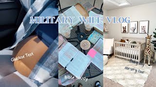 Military Wife Vlog| Glucose Test, Nursery Tour, Bible study + more