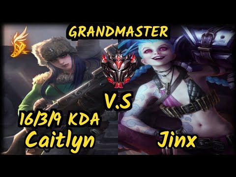 FLY Wildturtle (CAITLYN) vs JINX - 16/3/9 KDA BOTTOM ADC GAMEPLAY - NA Ranked GRANDMASTER v9.6