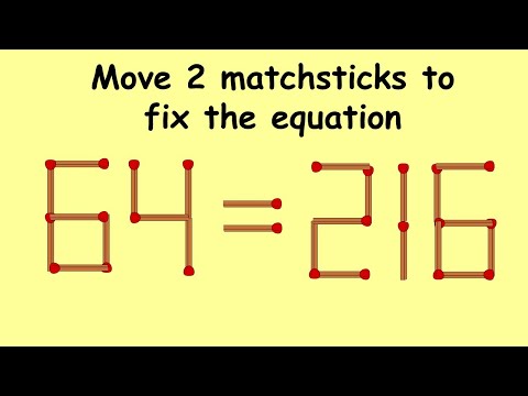 64=216 very tricky and hardest puzzle | Match stick puzzle #128 | Puzzles with Answer