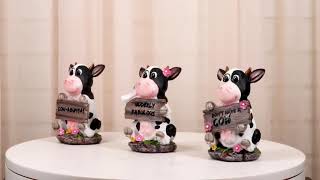 Ebros Farm Bovine Cow Sisters Figurine Set of 4 Holding Funny Signs