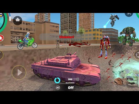 Rope Hero: Vice Town (Pink Tank Fight Skull Boss) Tank Fight on Police Station - Android Gameplay HD
