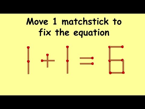 1+1=6 tricky matchstick puzzle | Match stick puzzle #112 | Puzzles with Answer