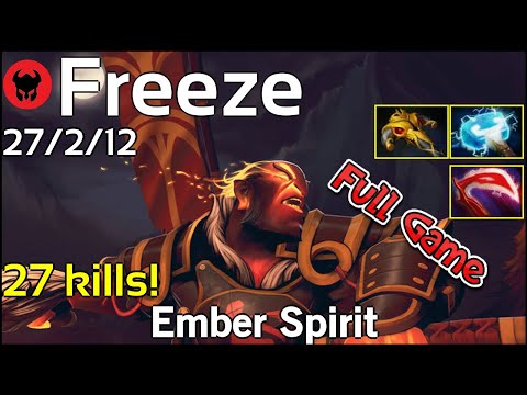 27 kills! Freeze plays Ember Spirit!!! Dota 2 Full Game 7.22
