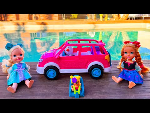 Elsa and Anna toddlers camper van playdate