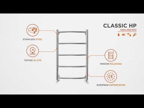 Водяной полотенцесушитель Mario Классик HP 1.3.0100.01.P (4820111351404, 650x430, хром/белый глянец/черный матовый/золото/сатин/бронза)