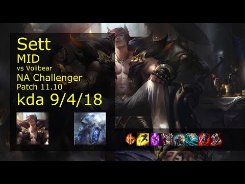 Sett Mid vs Volibear - NA Challenger 9/4/18 Patch 11.10 Gameplay