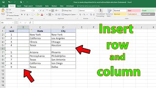 How to insert rows and columns in excel