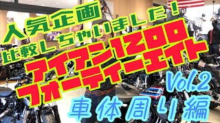 「XL1200NSアイアン1200」と「XL1200Xフォーティーエイト」を比較してみました！Vol.2 車体周り編