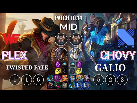 WE Plex Twisted Fate vs DRX Chovy Galio Mid - KR Patch 10.14