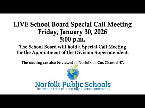 LIVE School Board Meeting: 1-30-26 (5:00 p.m.)