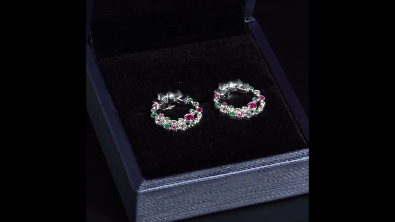 Khuyên tai bạc ECJ37 Vòng Giáng sinh s925 ChariotJewelry