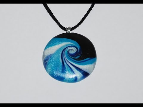 Swirled Polymer Clay Pendant - Ocean Wave