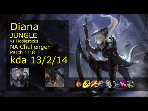Diana vs Fiddlesticks Jungle - NA Challenger 13/2/14 Patch 11.8 Gameplay