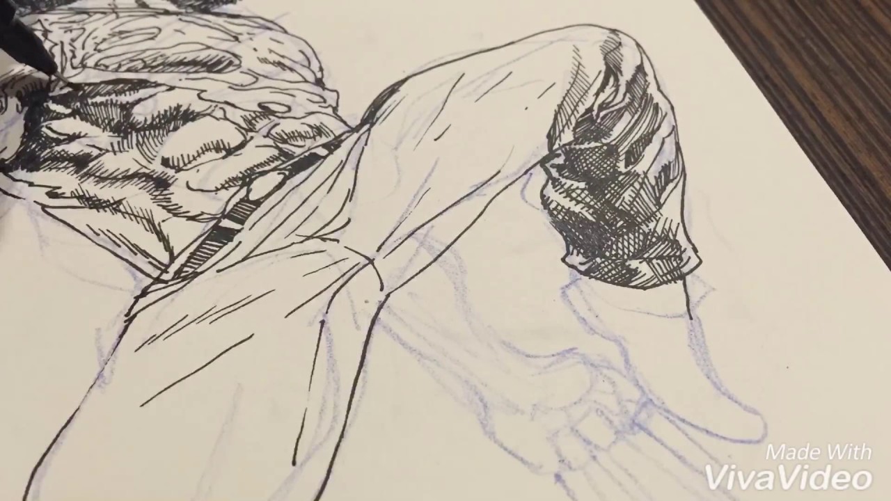 Drawing and Inking LOGAN Wolverine with a UNI PIN felt pen