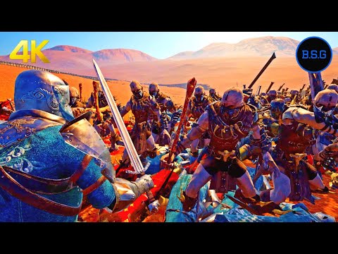 40,000 Human Army Defense Formation vs 75,000 ORCS - Epic Fantasy Battle Simulator EFBS