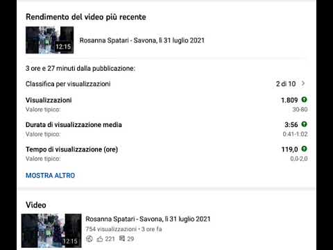 i contatori delle views nell'ultimo video su Rosanna