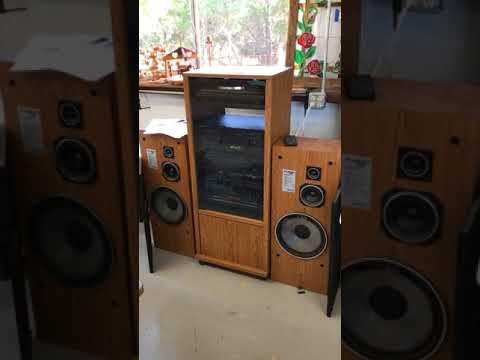 Onkyo Stereo System In Cabinet 2 Speakers Stand See Video