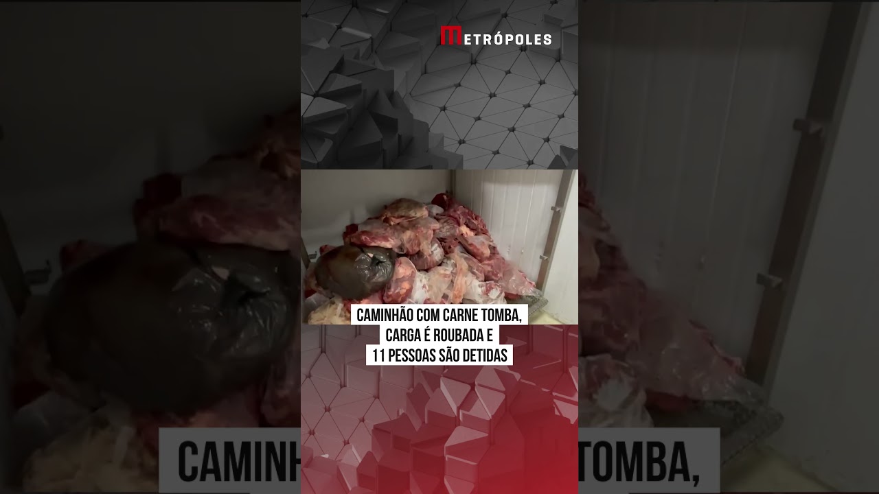 Caminhão com carne tomba, carga é roubada e 11 pessoas são detidas