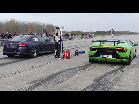 Thumbnail for 1300HP BMW M240i G42 xDrive vs Lamborghini Huracán VF800 Supercharged 1/4 mile drag race