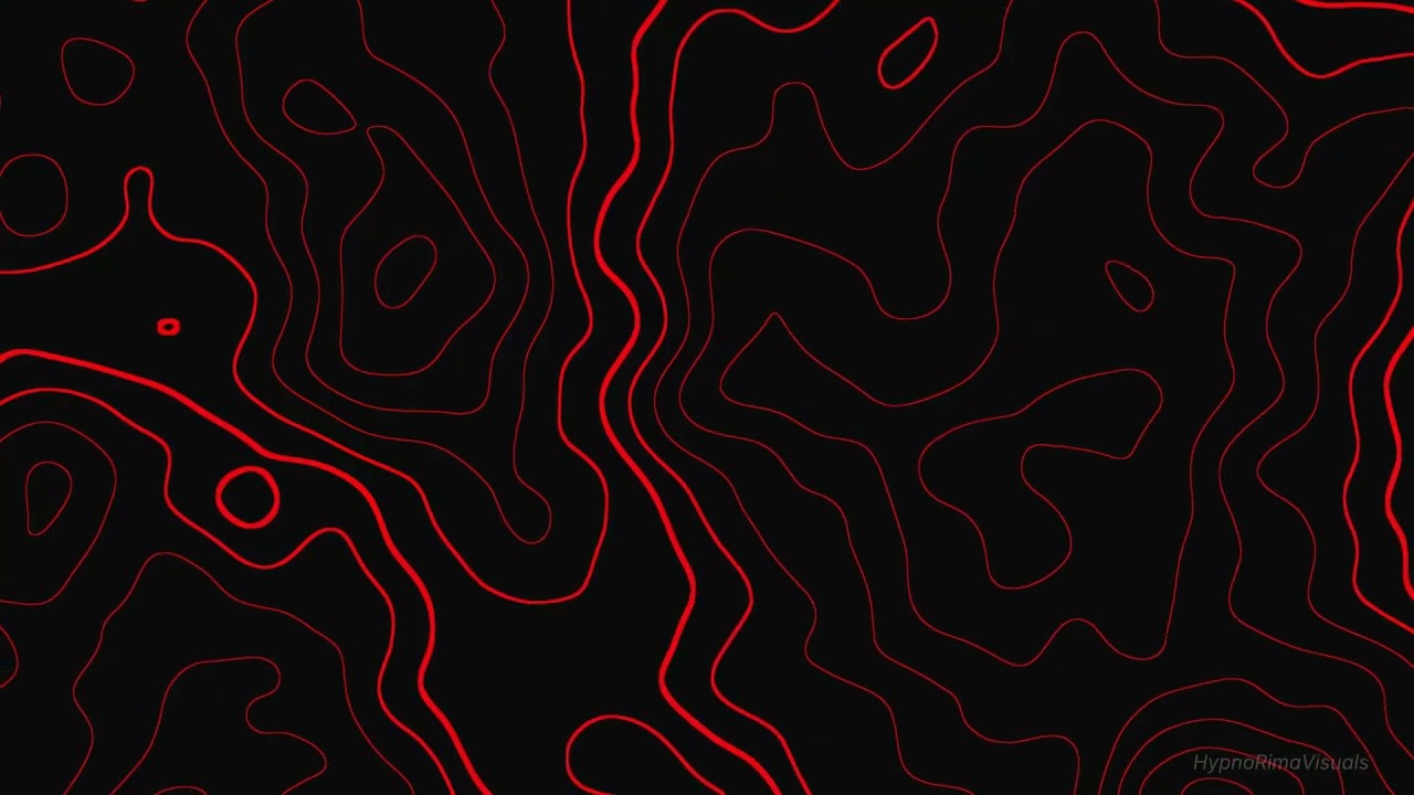 Red Topographic Line Animation | 10H Seamless Loop | 4K UHD, OLED Friendly, Ambient Contour Lines