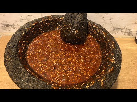 SALSA DE CHILE MORITA EN MOLCAJETE | SALSA DE MOLCAJETE TAQUERA