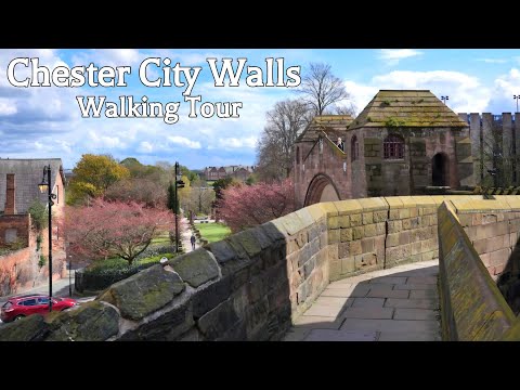 Chester City Walls 🇬🇧 - Most Preserved Medieval Walls in England - Walking Tour in 4K